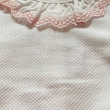 Pink 2 piece with frill collar