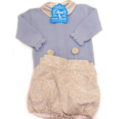 Cha-o Spanish Knitted Top With Collar & Pants Set