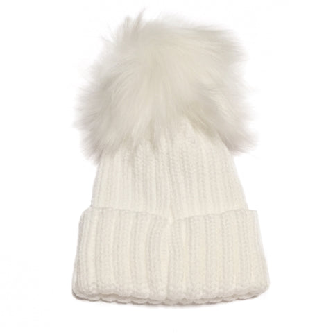 White Faux Fur Pom Hat