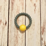 Grey and Yellow Rattle Teething RIng