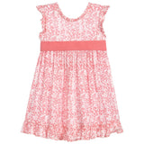 NEW SEASON Girls coral & white fully lined leaf dress